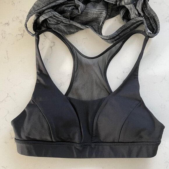 Lululemon Glide and Stride 2 in 1 Luon Tank Top Circle Mesh Heathered Black Sz 6 - Picture 7 of 10